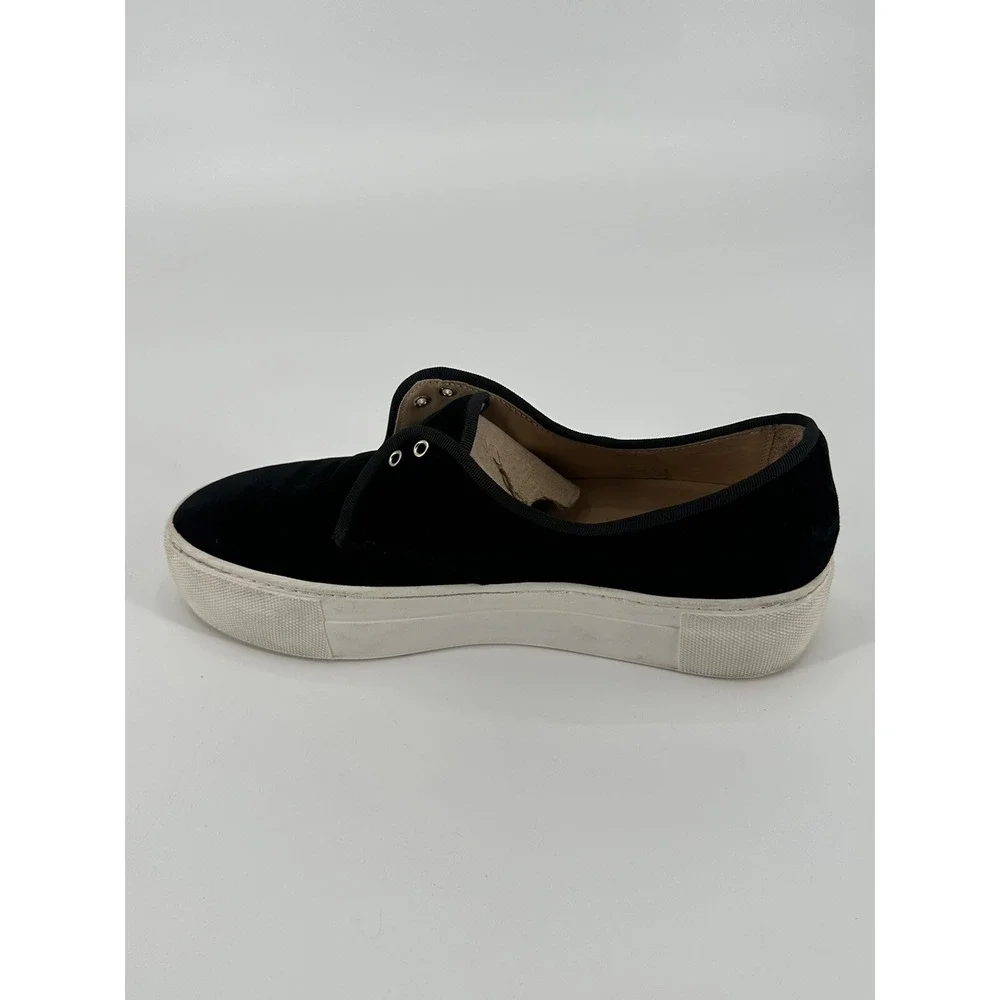 CHARLOTTE OLYMPIA BLACK PORTOBELLO PLATFORM SNEAKERS‎ LOW TOP VELVE W'S SZ 38